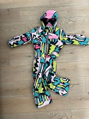 Obermeyer Kids Neon Geometric Snowsuit - Pink, Teal, Yellow, Black